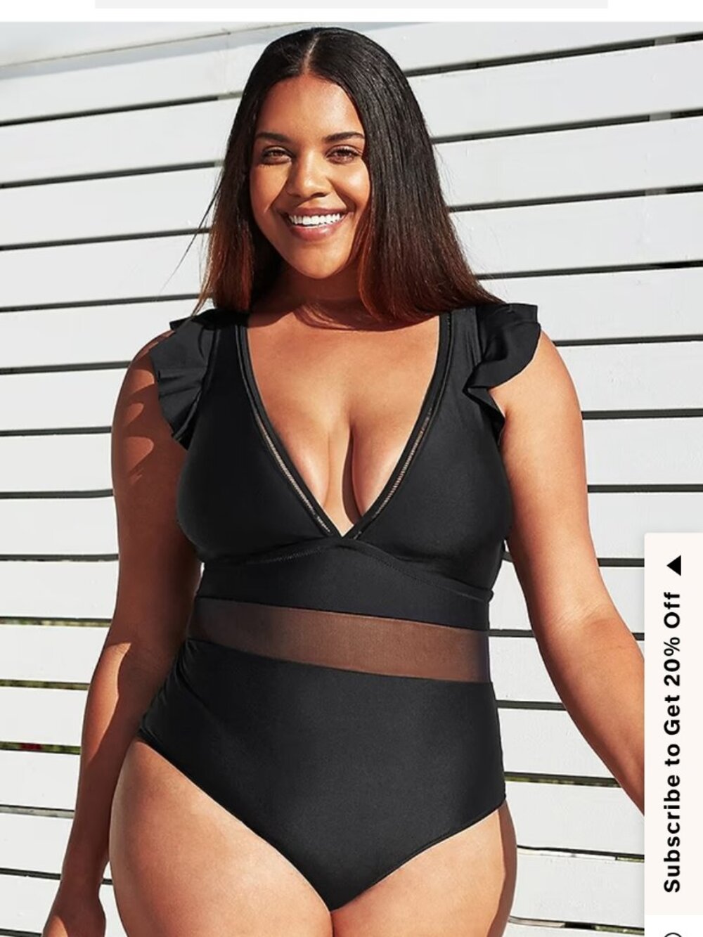 Cupshe one piece ruffle V-neck swimsuit black size 3X NWT Lightly padded